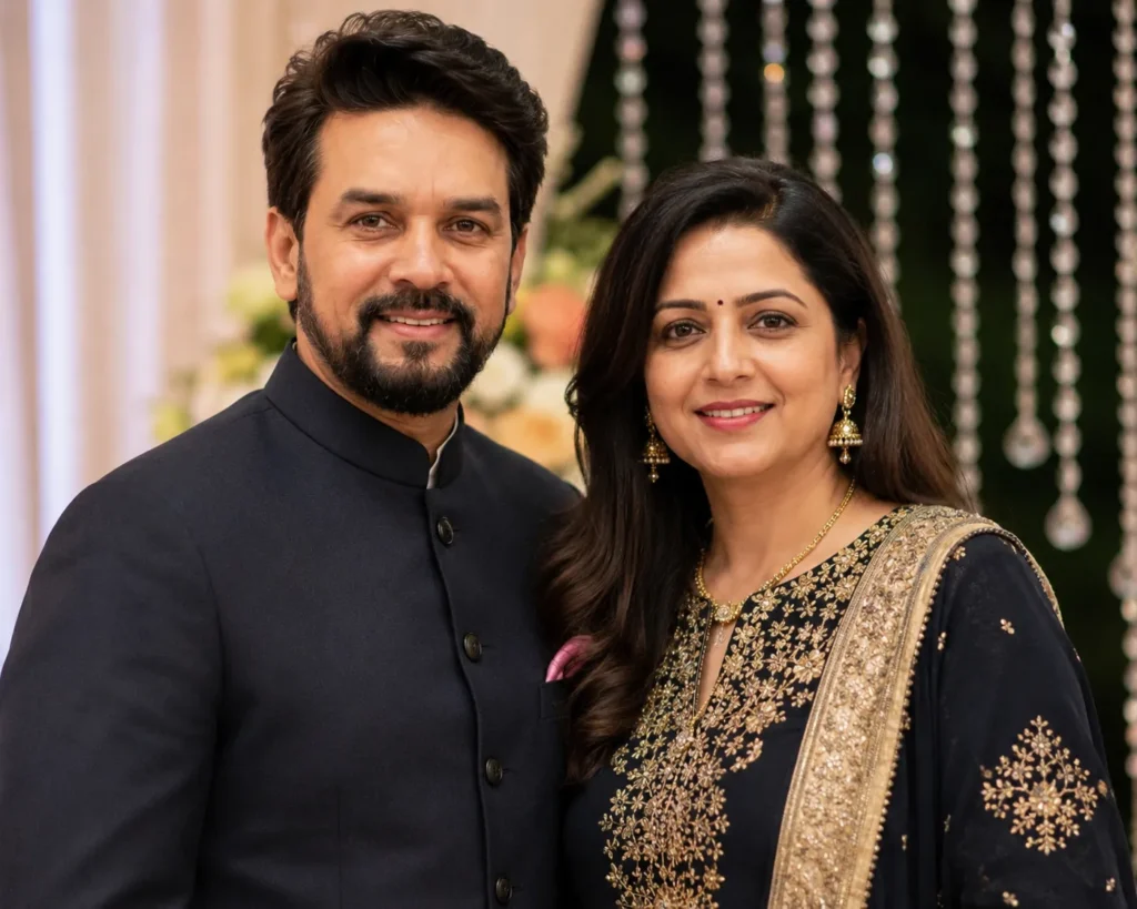 Anurag Thakur Biography: Age, Wife, Family, Net Worth and Political Career 3 Anurag Singh Thakur with his wife